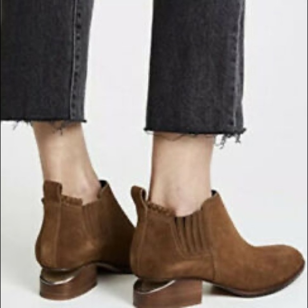 Alexander Wang Kori Ankle Suede Boots Gold 38